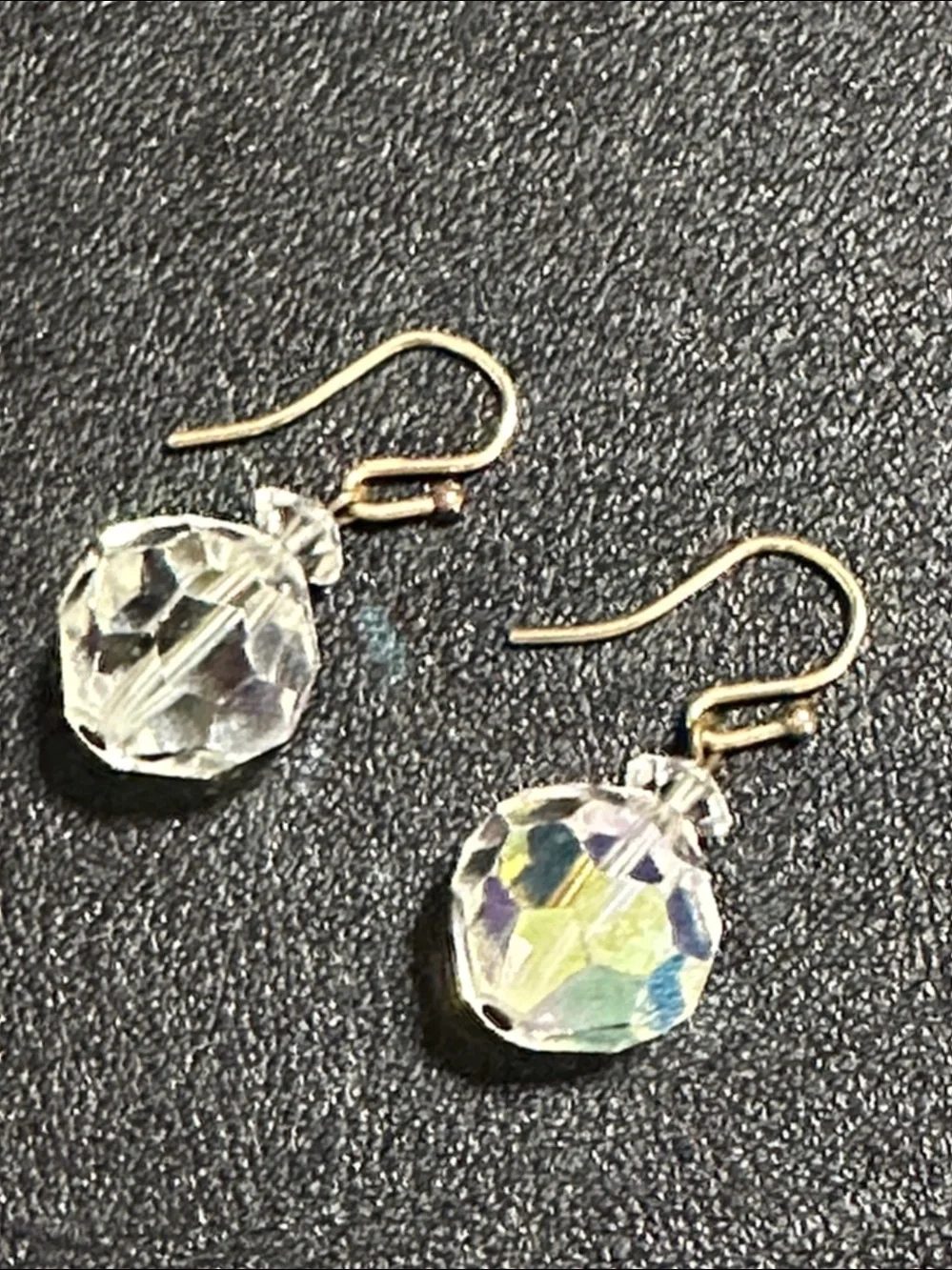 AB Faceted Crystal 14k Gold-plate Wire Back Drop Earrings
